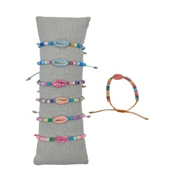 D-867 - Lot de 50 Bracelets TAILLE ENFANT avec coquillage et perles colorées